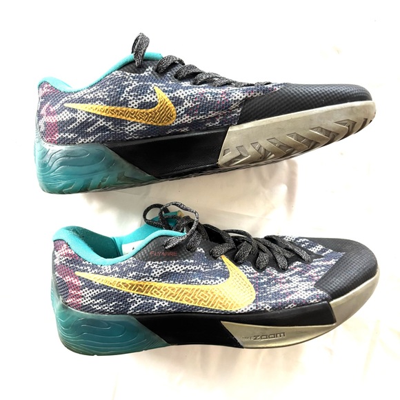 Nike Sneakers KD Trey 5 II China Black with Teal and Gold Accents SZ 8 Worn 1X - Picture 4 of 13